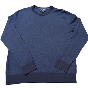 Banana Republic Navy Blue Italian Merino Wool Baruffa Crewneck Sweater Mens L